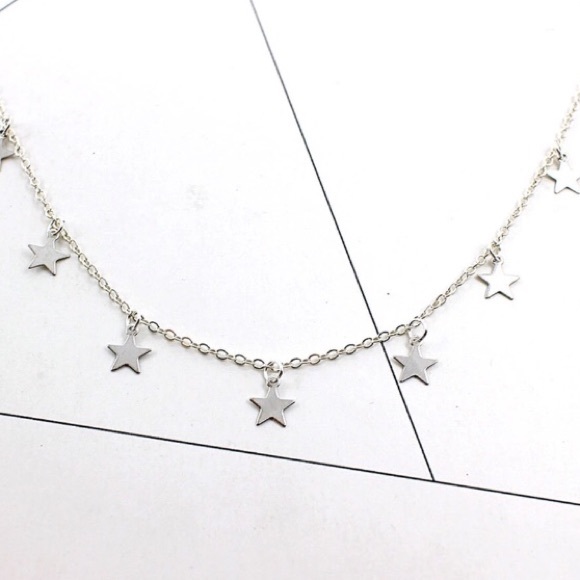 Dainty silver star choker necklace - Picture 2 of 2